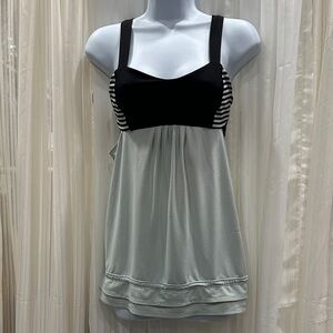 #129 Lululemon athletica Black and light green Striped Tank Top